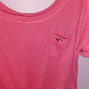 Hollister Coral Pink Pocket Tee with Logo